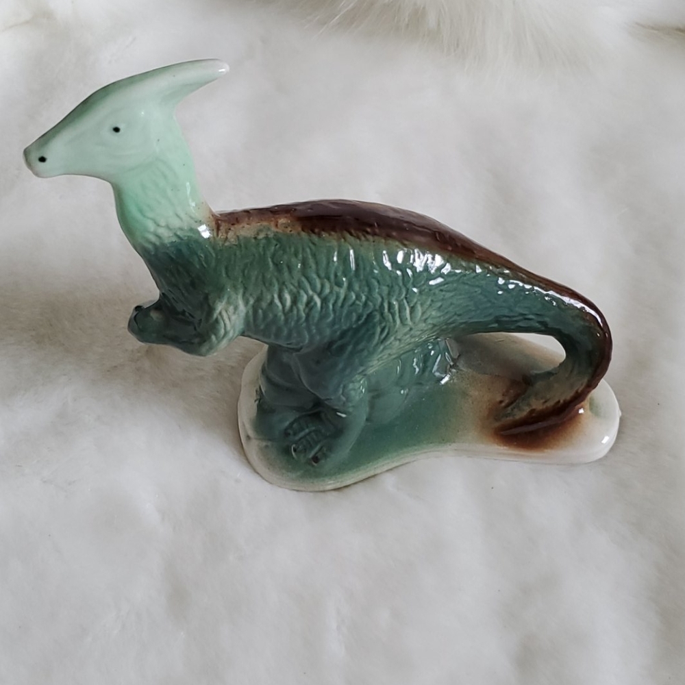 Vintage ceramic parasaurolophus dinosaurs figurine